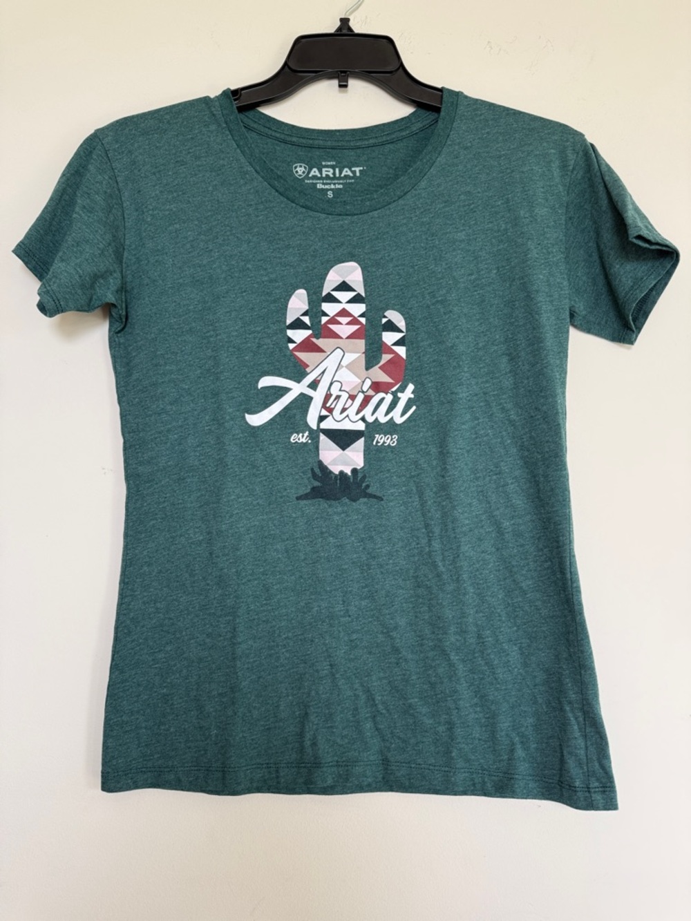 Ariat Green Tee with Patterned Cactus Graphic